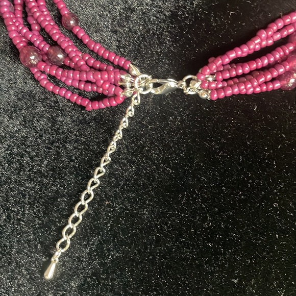 Hot pink,beaded necklace,boho ,modern necklace,hippie style - Picture 2 of 2
